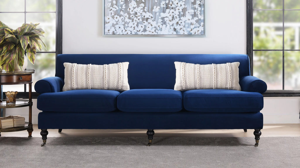 Navy Blue Sofa with Metal Casters I937341
