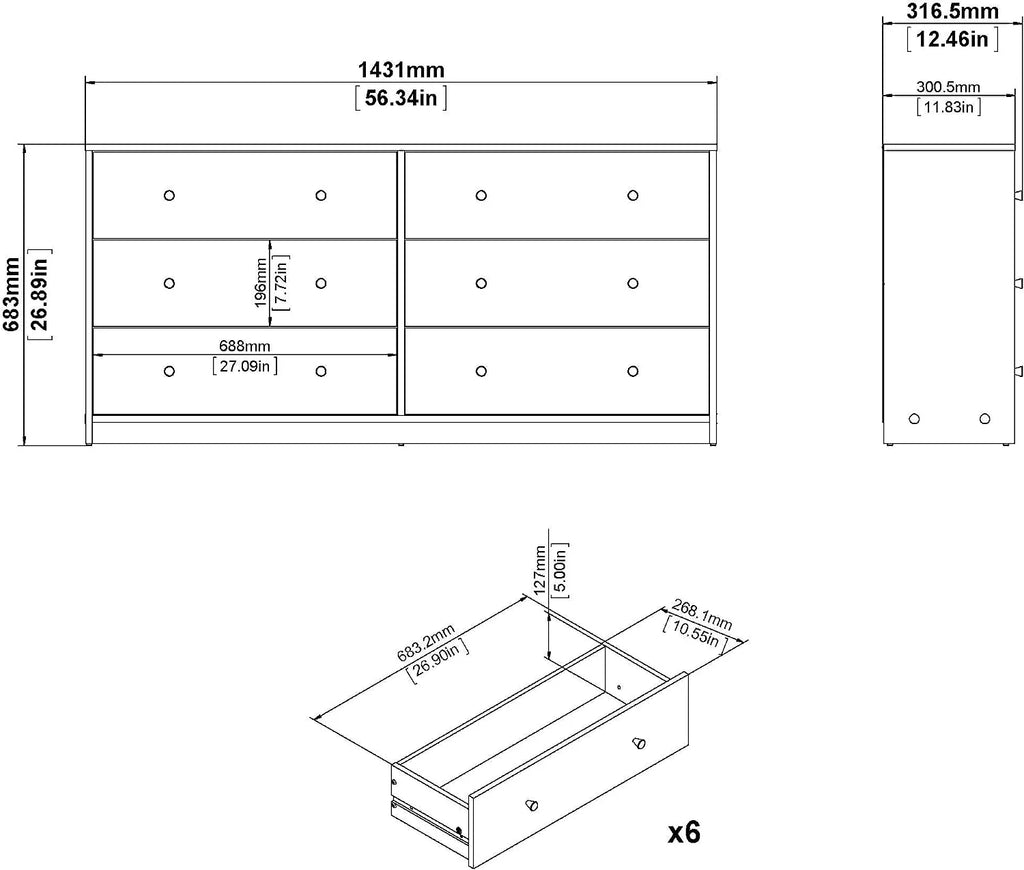 6 Drawer Double Dresser R90420