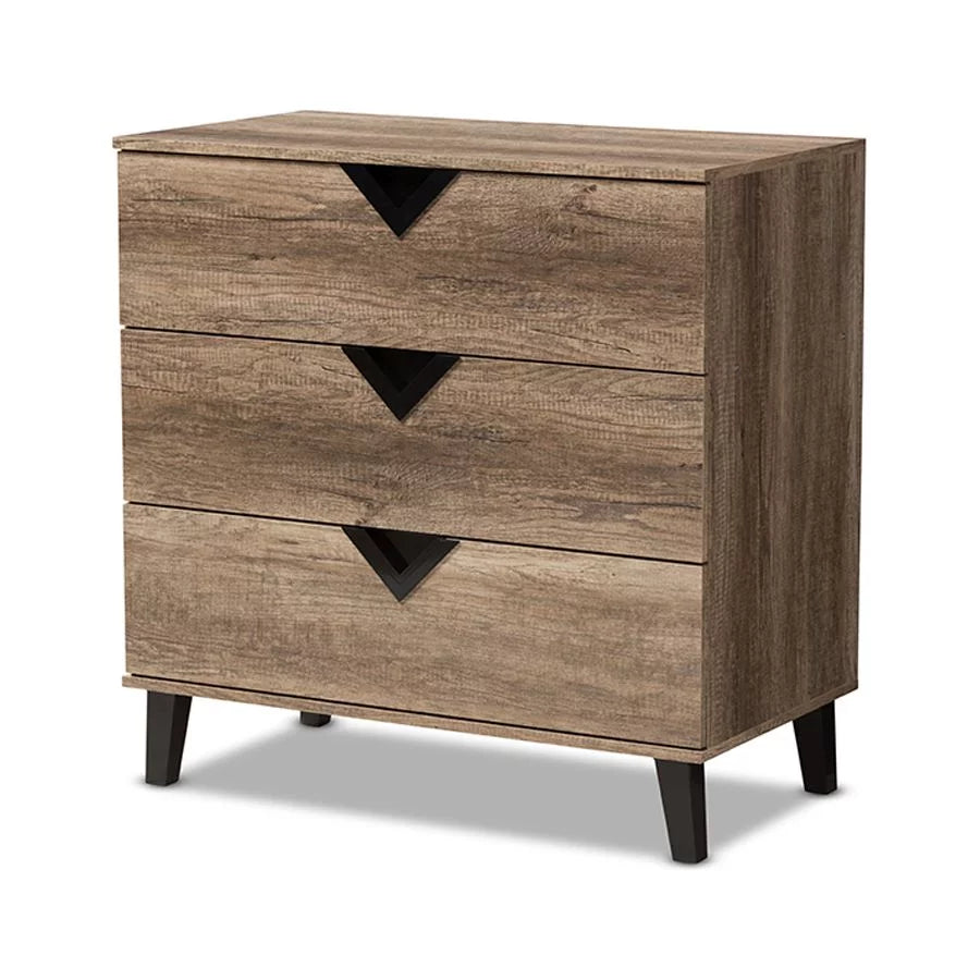 Light Brown Wood 3-Drawer Chest W505841