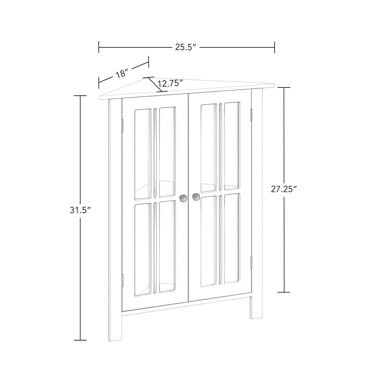 White Two Door Corner Cabinet V31505