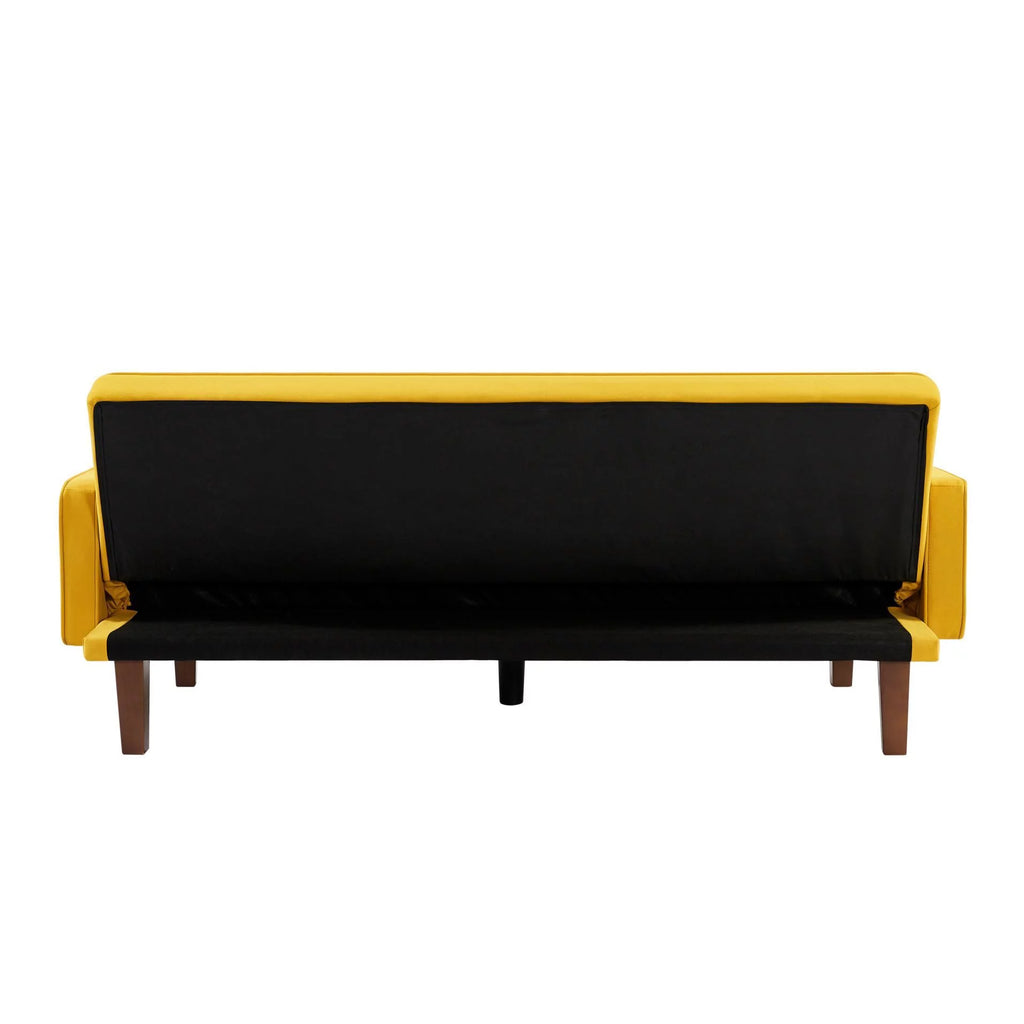 Yellow Linen Convertible Sleeper Sofa with Removable Armrests H7318