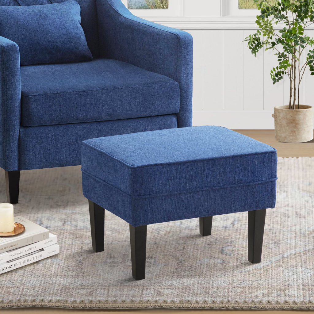 Blue Upholstered Accent Chair with Ottoman R119