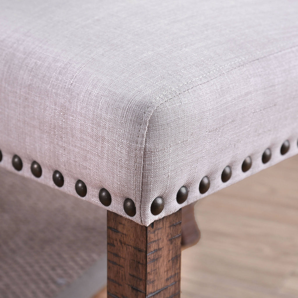 Rustic Tufted Counter Chairs (Set of 2) Light Grey/Brown F1861