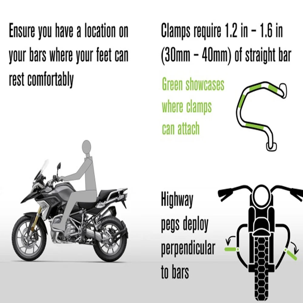 Universal Motorcycle 360 Rotatable Highway Crash Bar Foot Pegs N223
