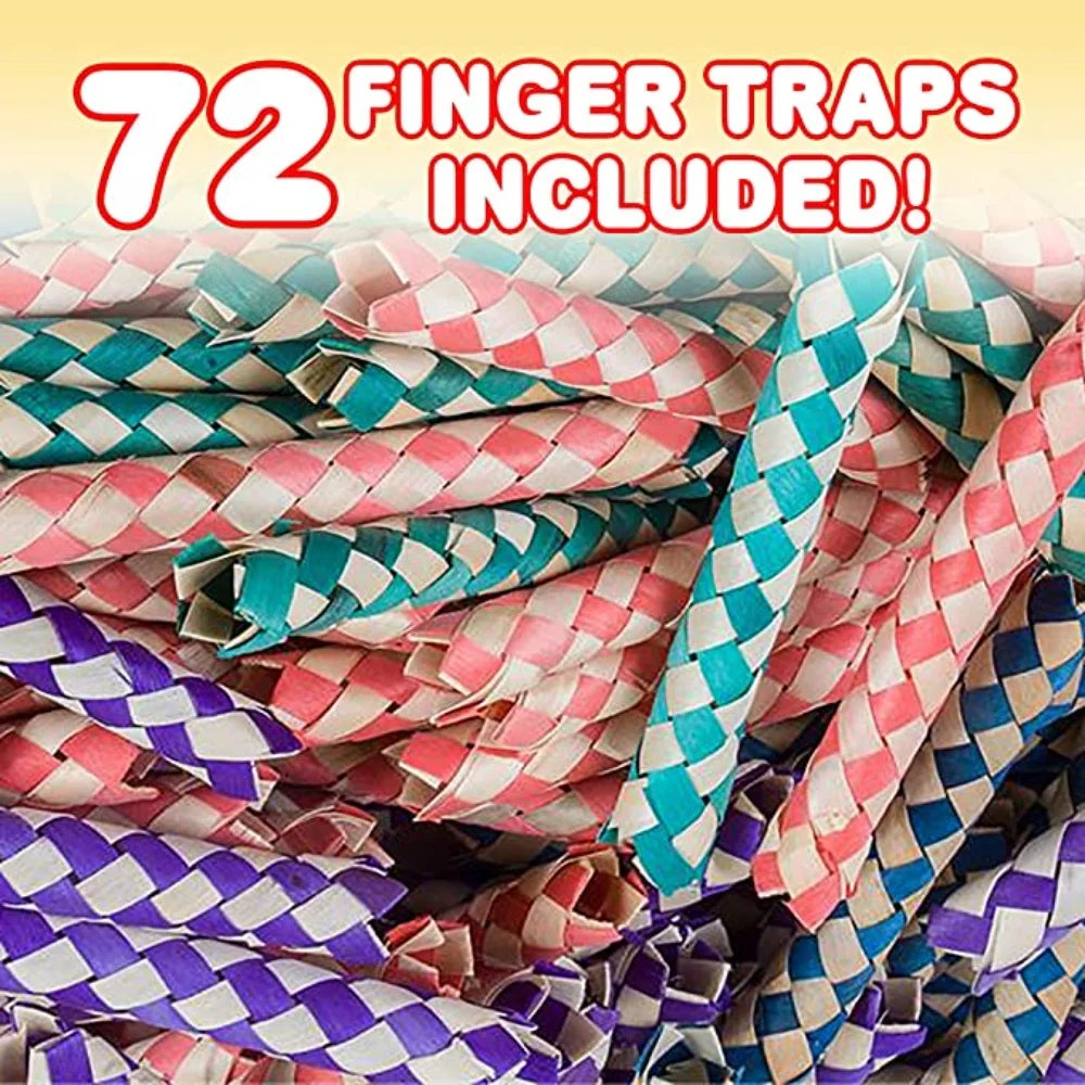 Classic Chinese Bamboo Finger Traps, Pack of 72, Assorted Colors U7768