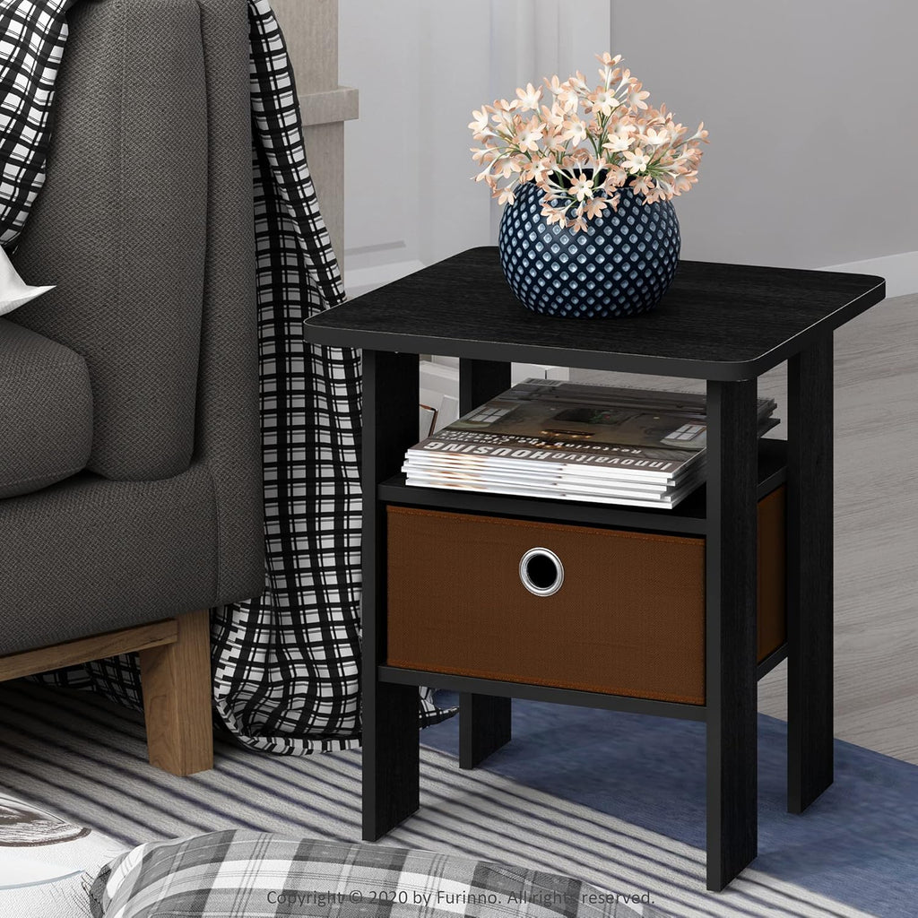 2-Pack Bin Drawer End Table Nightstand Z718