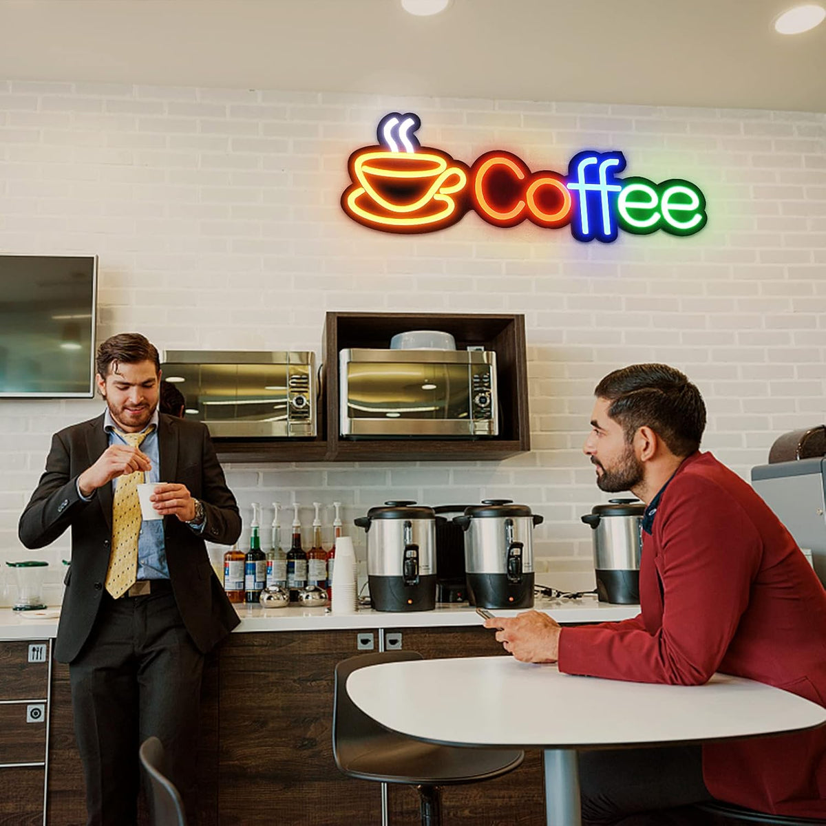 Large Size Coffee Neon Sign 23.6×7.8 inch with Power Adapter Pack of 2 M40875