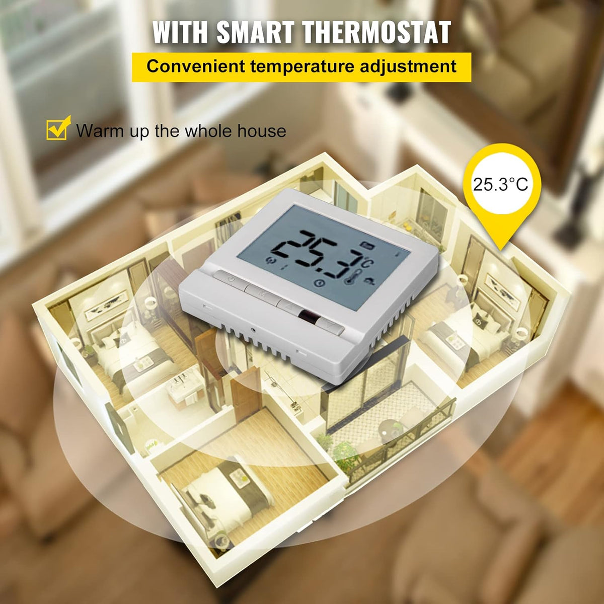 Floor Heating Cable 21.3 Square Feet with Temperature Control Panel H611