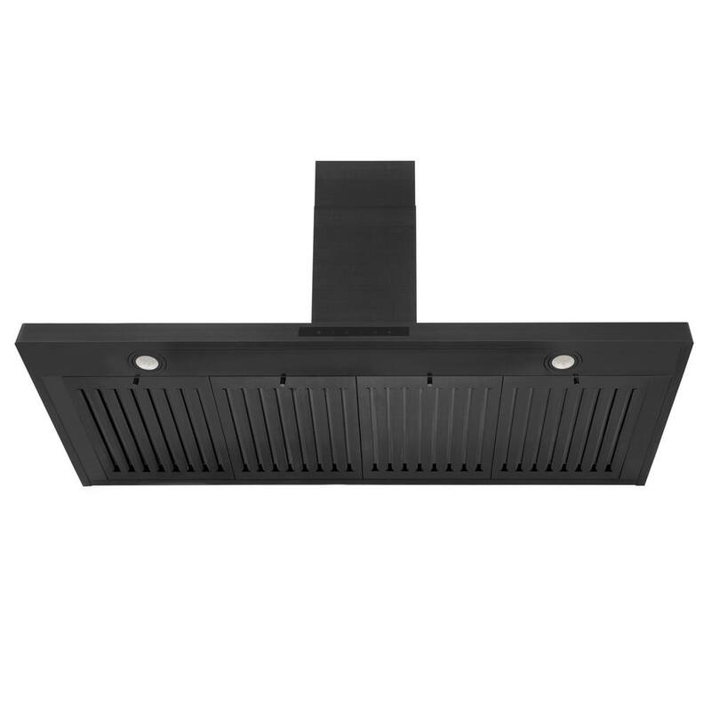 48 in. 400 CFM Convertible Wall Mount Range Hood in Black Stainless Steel with 2 Charcoal Filters O121917