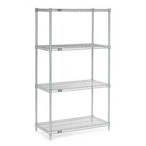 Silver Epoxy 4 Tier Wire Shelving Starter Unit E498