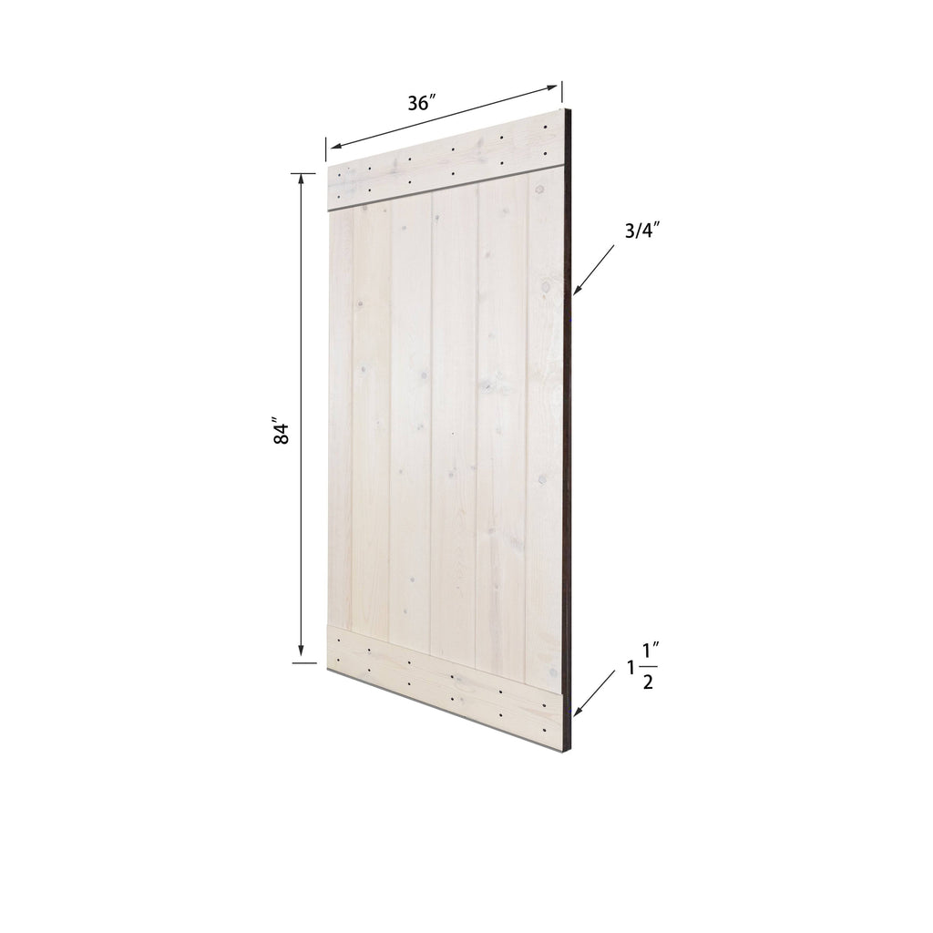 Paneled Wood Barn Door with Installation Hardware Kit N8900