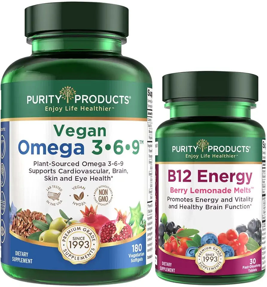 Vegan Omega 3-6-9 180 ct B-12 Energy Melt E26915