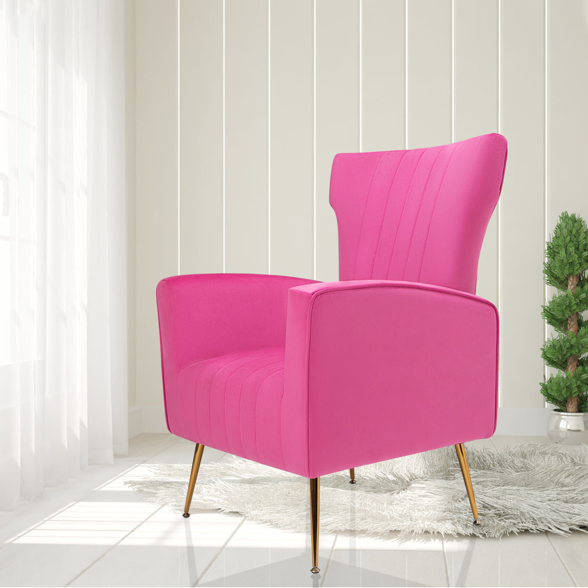 Velvet Wingback Accent Chair with Gold Legs K740