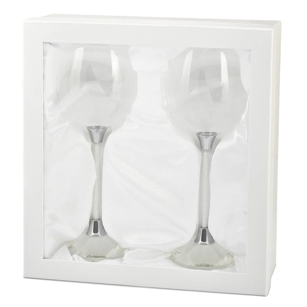 Set of 2 Wine Glasses with Crystal-filled Stems Y646