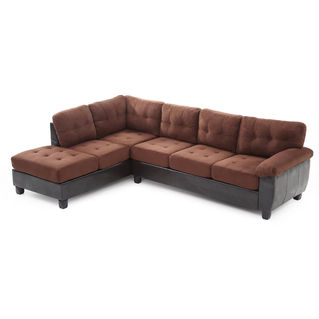 Chocolate and Black 2-PC Sectional Sofa V5329