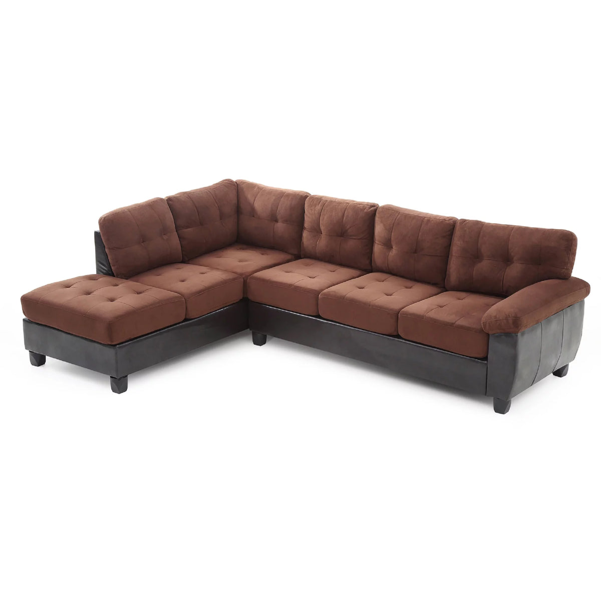Chocolate and Black 2-PC Sectional Sofa V5329