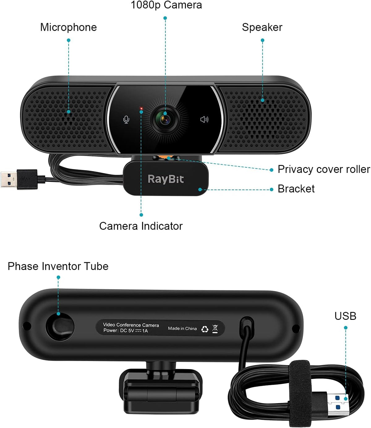 2 Pack Webcam with Microphone and Speaker Z38831