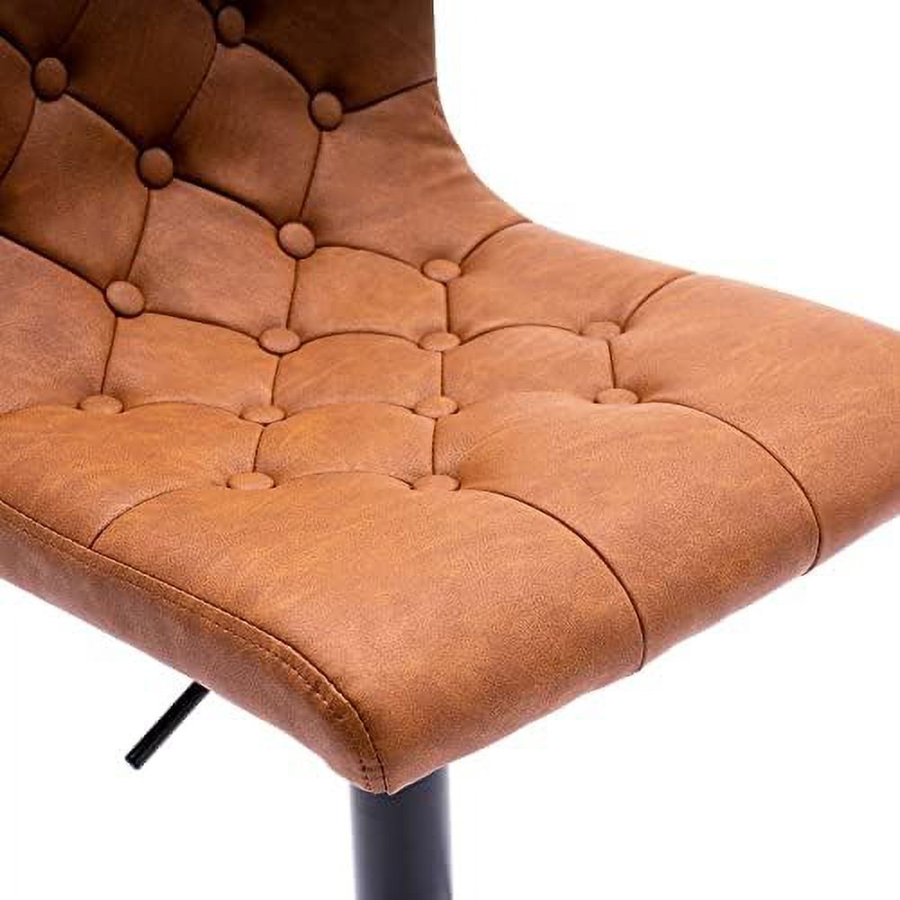 Black Faux Leather Swivel Counter Height Stools with Footrest R55805