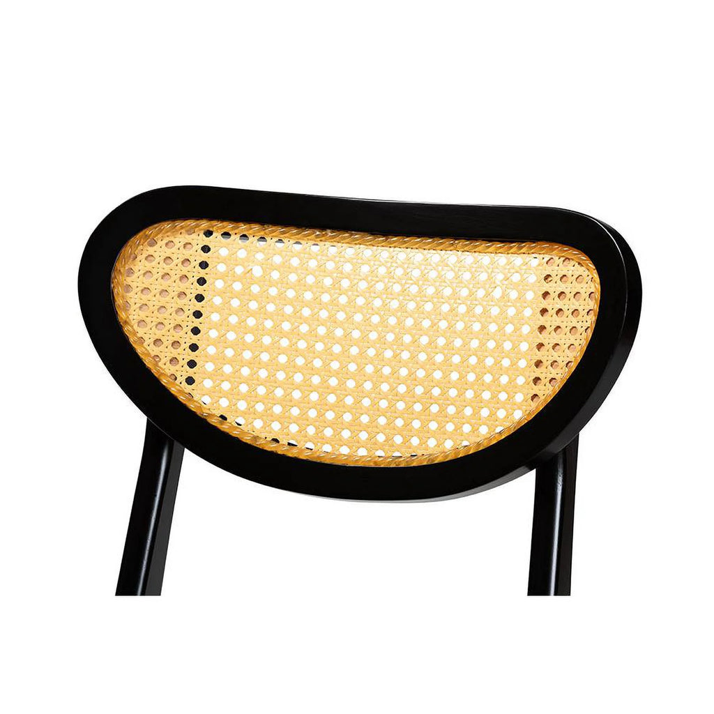 Dark Brown Wood and Woven Rattan O265552