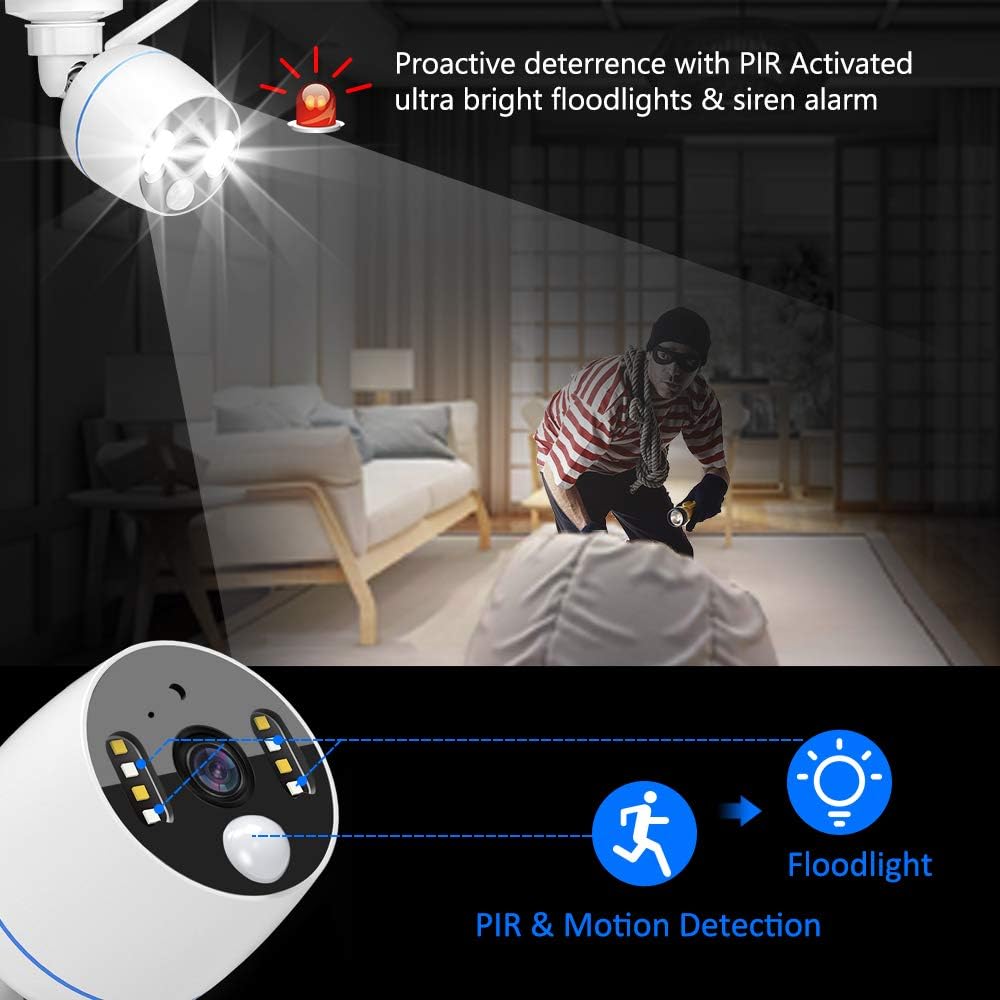 Wireless Security Camera System, 3MP, 2 Way Audio, 8CH, Color Night Vision, 2TB Hard Drive Q812726