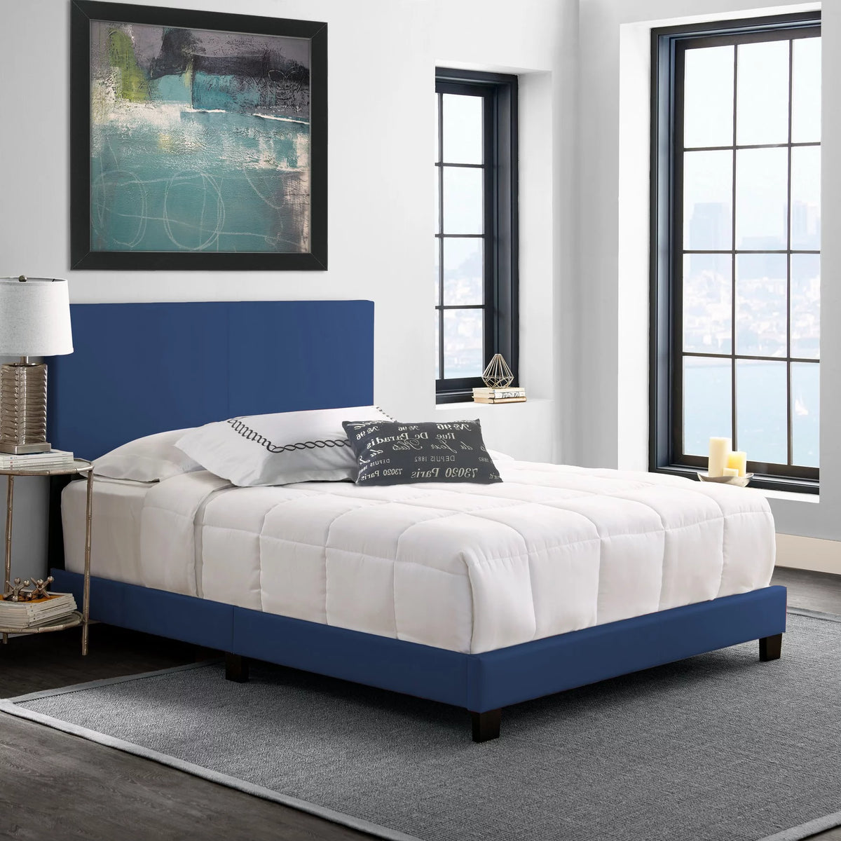 Queen Upholstered Platform Bed V53605