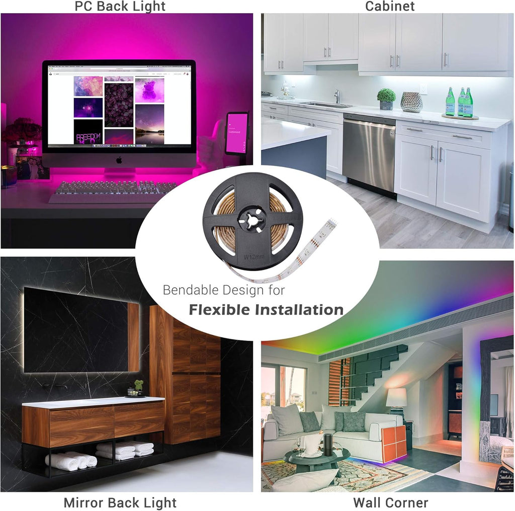 6.6 Ft WIFI Smart LED Strip Light Kit 5050 RGB Color Changing Pack of 2 B227