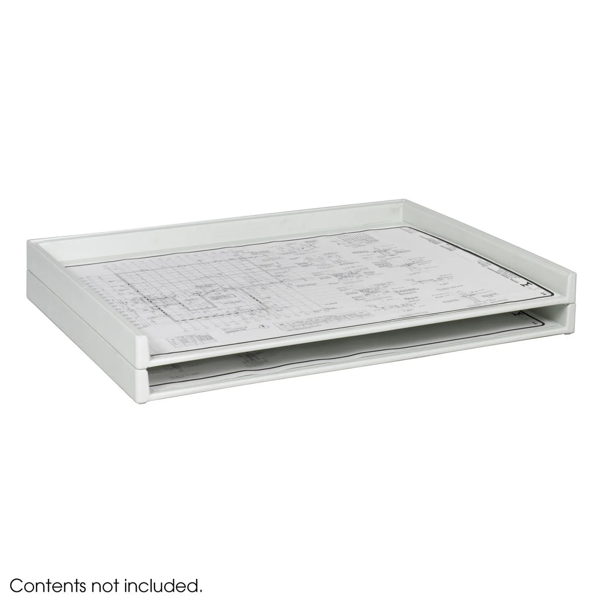 White Plastic Stack File Tray Set of 2 Q21921