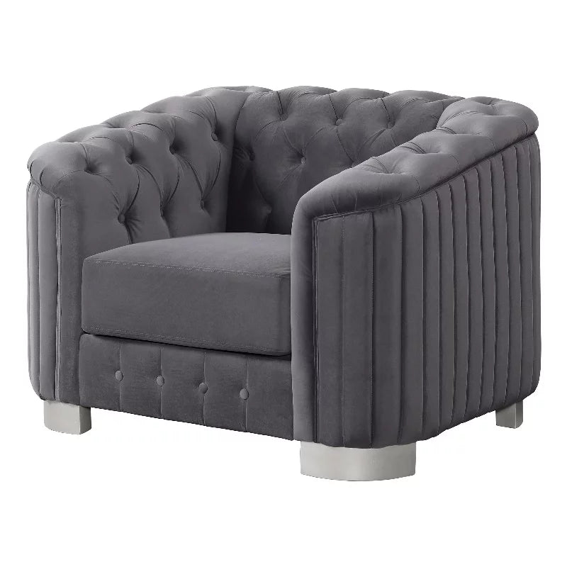 Dark Gray Tufted Fabric Chair B75539