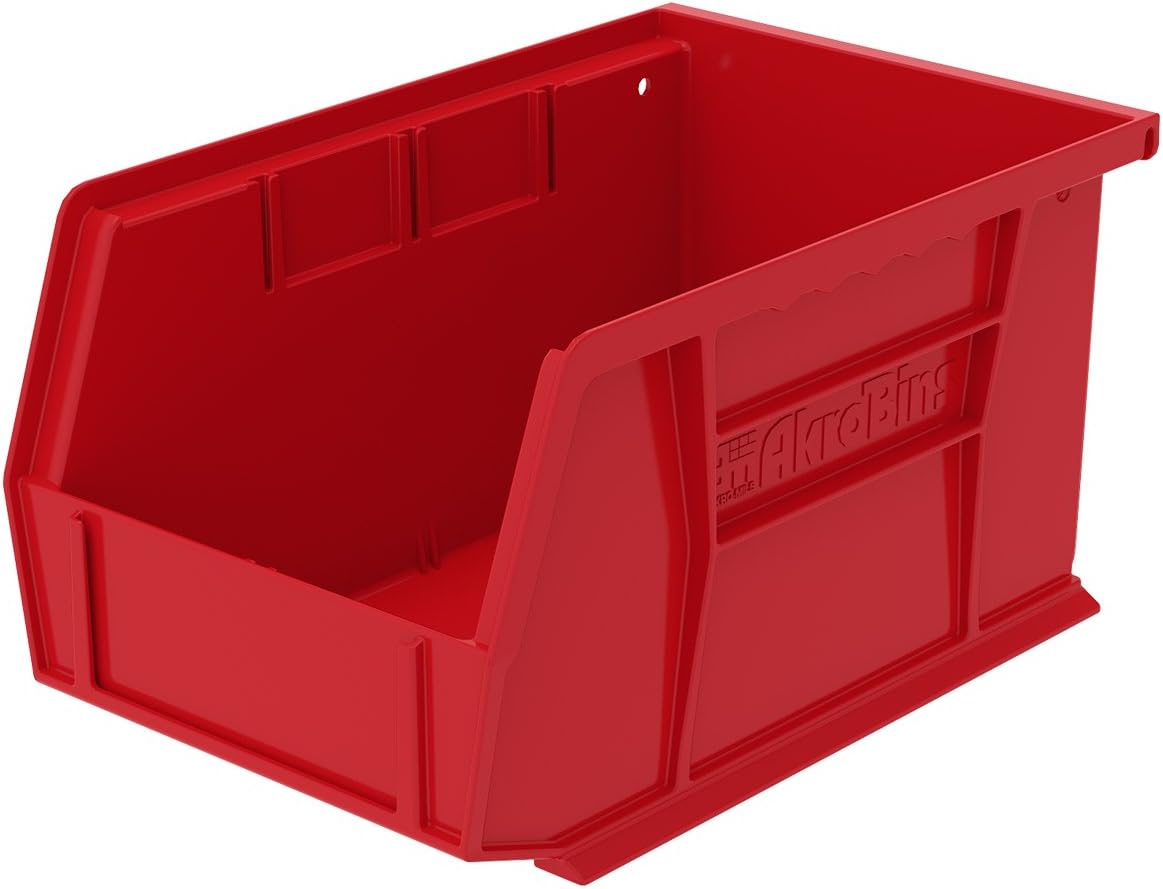 Plastic Storage Bin Hanging Stacking Containers, 9-Inch x 6-Inch x 5-Inch, Black, 12-Pack T195