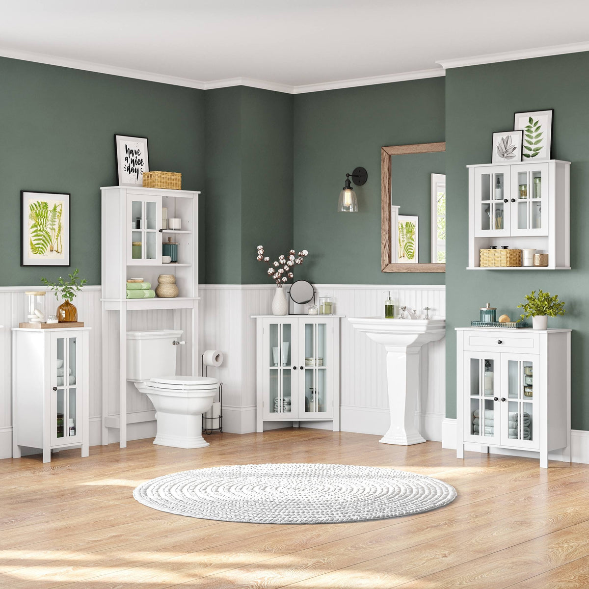 White Two Door Corner Cabinet V31505