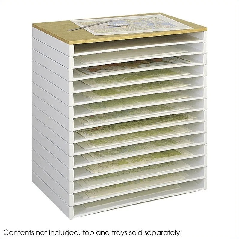White Plastic Stack File Tray Set of 2 Q21921