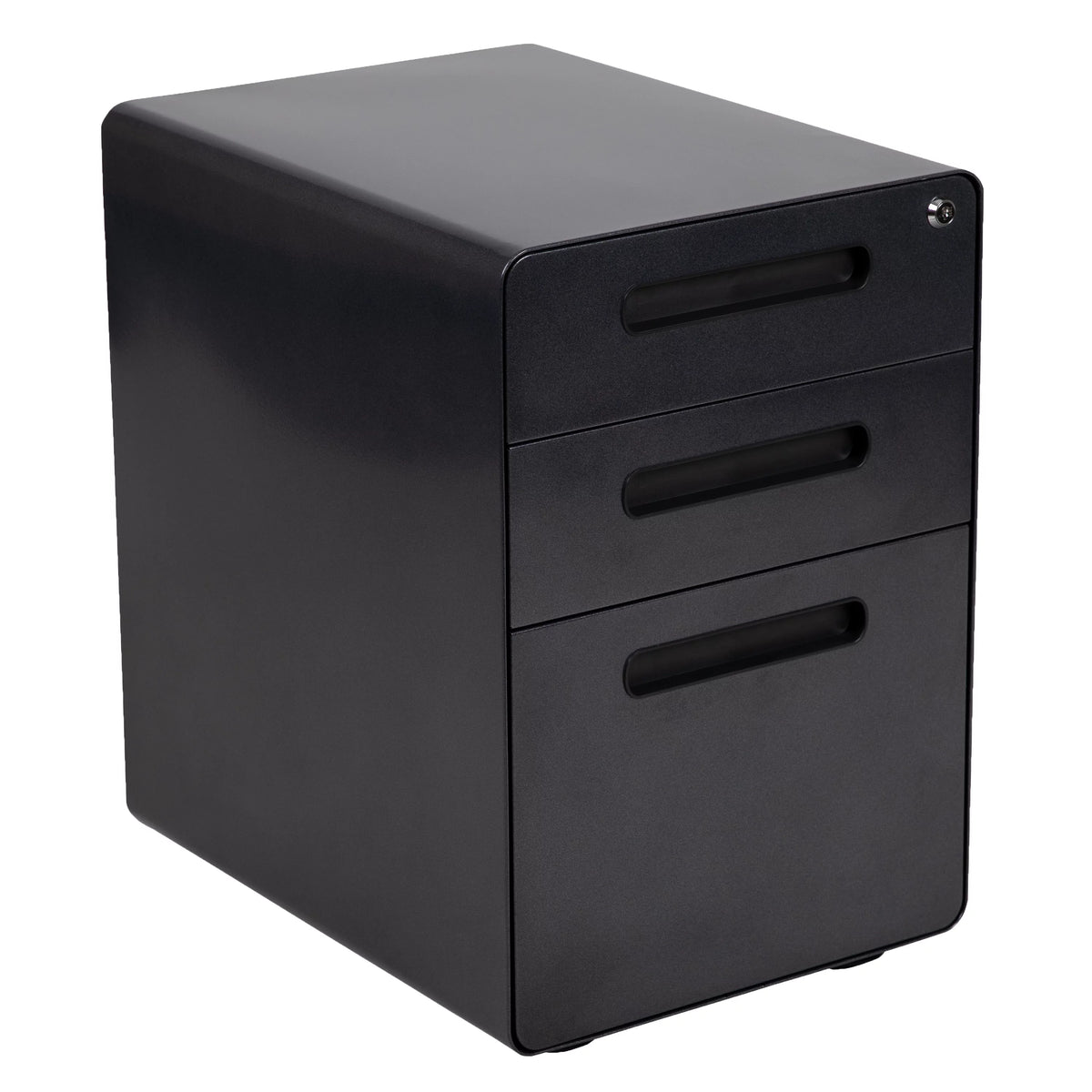 Black Computer Desk, Ergonomic Mesh Office Chair and Locking Mobile Filing Cabinet R441