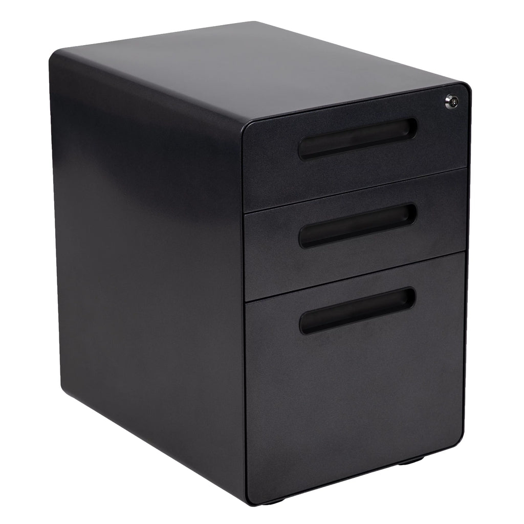Black Computer Desk, Ergonomic Mesh Office Chair and Locking Mobile Filing Cabinet G495530