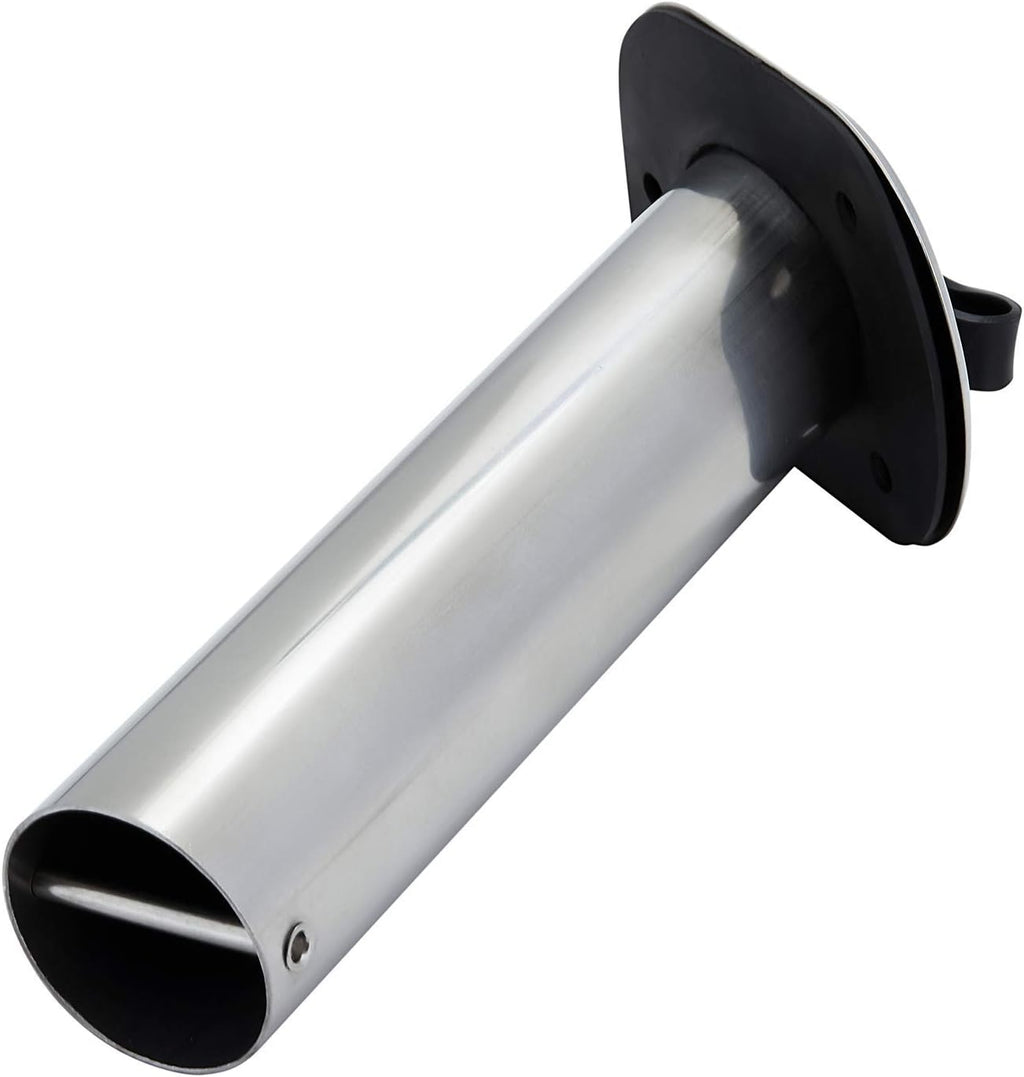 Stainless Steel 30 Degree Flush Mount Boat Fishing Rod Holder with Rubber Cap, PVC Liner & Gasket Pack of 2 M162186