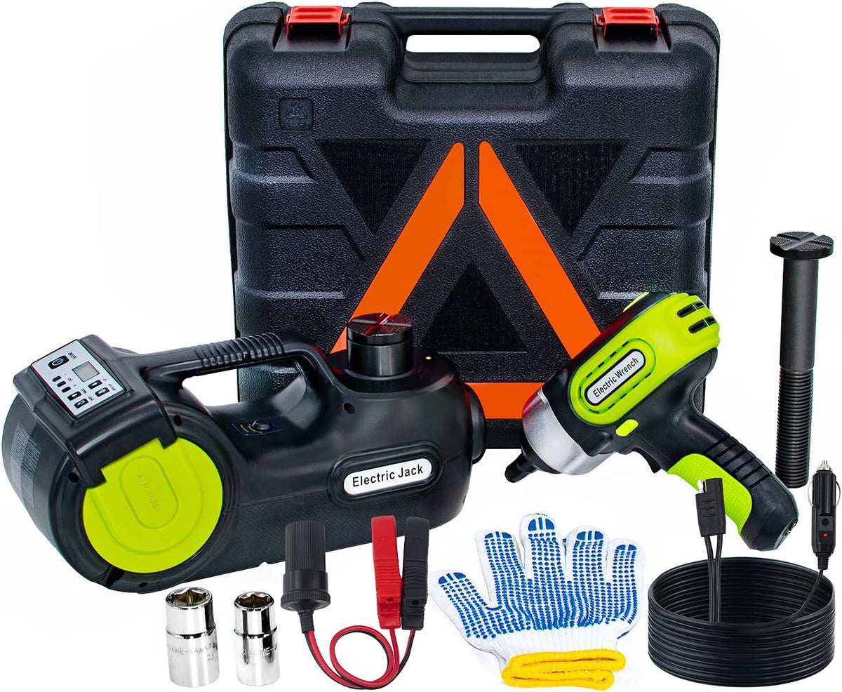 12V 5 Ton Electric Car Jack Kit with Impact Wrench & Inflator E7611