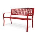 Pink Metal Outdoor Bench with Floral Back J53371