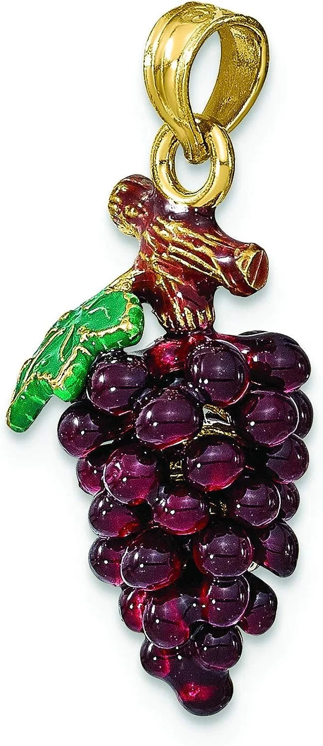 14K Yellow Gold Enamel Grapes W1554