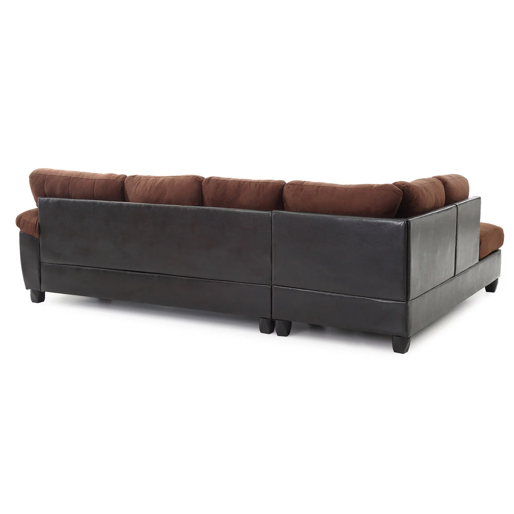 Chocolate and Black 2-PC Sectional Sofa V5329